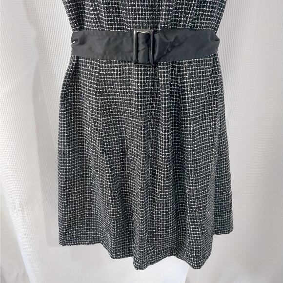 LANE BRYANT! BLACK, WHITE NUBBY TWEED P MINI PLAID ADJUSTABLE STRAP DRESS! SZ 18 - Picture 4 of 8